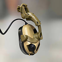 Навушники Earmor M31 Mod3 з кріпленням на шолом HD-ACC-08 Койот, активні навушники з адаптером чебурашка на рейку ARC, фото 4