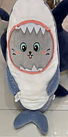 Мягкая игрушка Кот в костюме Акулы, Кот акулёнок, кот в акуле 55см