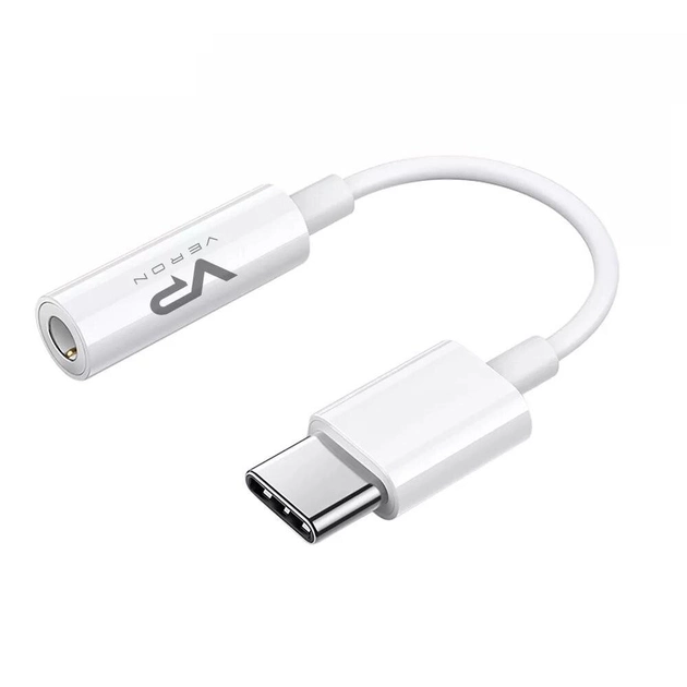 Перехідник Veron TC55 Type-C to AUX 12см білий
