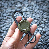Ретрактор тактичний висувний брелок RETRACTOR з тросом 65 см хакі, фото 5