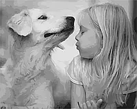 Картина по номерам Собака и девочка 40*50