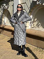Зимняя женская теплая Курточка двухсторонняя удлиненная плащевка с утеплителем силикон 250 оверсайз 42-46