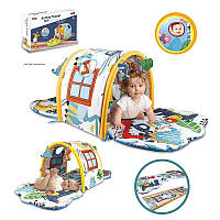 Килимок розвиваючий дитячий 023-62 D тунель з віконцем, брязкальце, м’які іграшки, іграшки на кільці, в коробці
