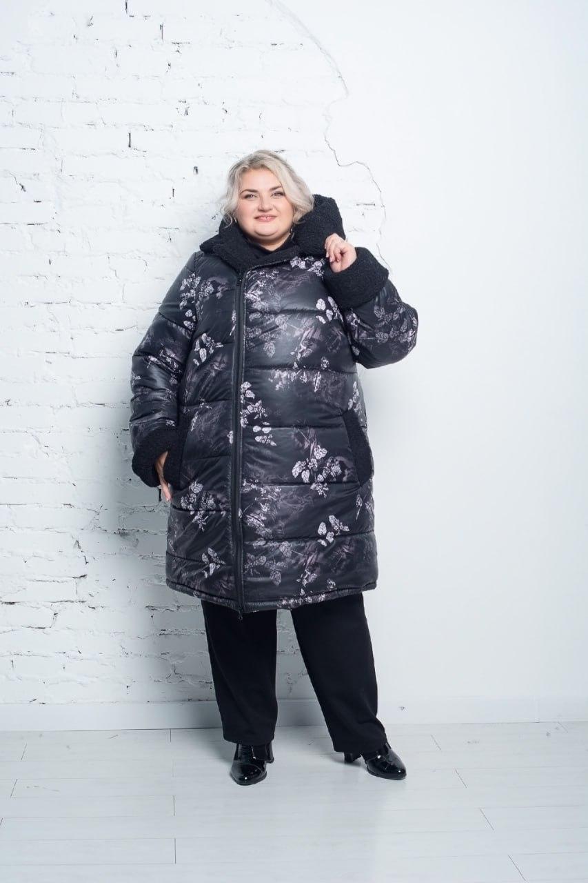 Зимова дуже тепла  комбінована куртка "Теддік" з плащової тканини з капюшоном   66-68 74-76