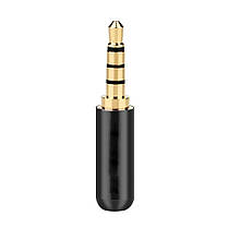 Металевий штекер конектор під паяння Jack 3.5 мм TRRS (4 pin) R Connector Black/Gold, метал (48430), фото 5
