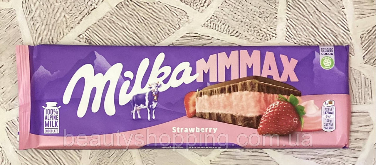 Шоколад Milka Strawberry молочний шоколад із полуничним смаком 300g Швейцарія