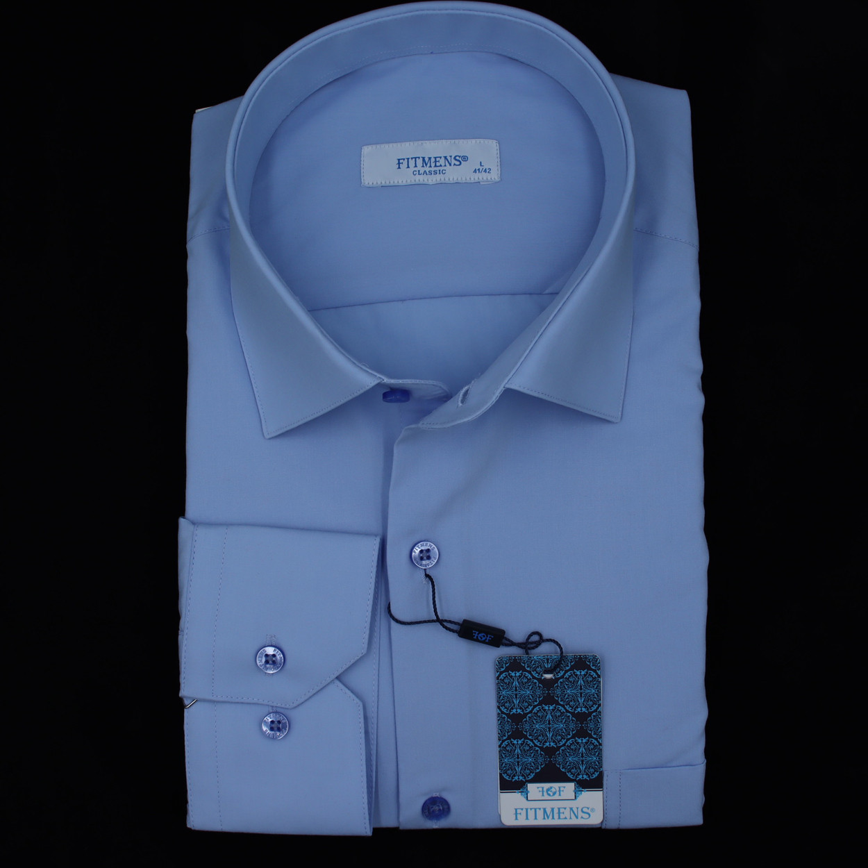 Сорочка чоловіча, прямого покрою, з довгим рукавом, FITMENS FS-001449 E10525 Acik Mavi 90% бавовна 10%