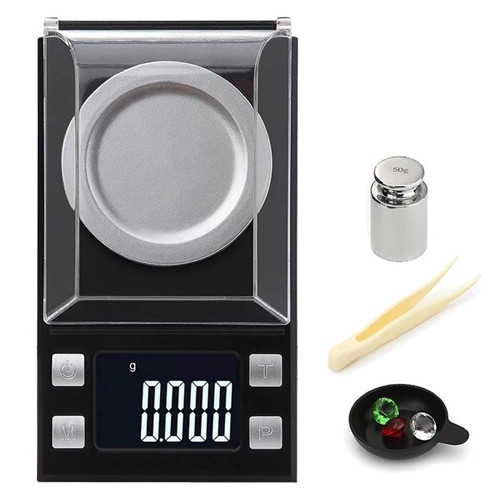 Високоточні ювелірні ваги PROFESSIONAL DIGITAL JEWELRY SCALE 50g/0.001g + гіря 50 г + пінцет + чаша