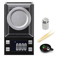 Високоточні ювелірні ваги PROFESSIONAL DIGITAL JEWELRY SCALE 100g/0.001g + гіря 100 г + пінцет + чаша