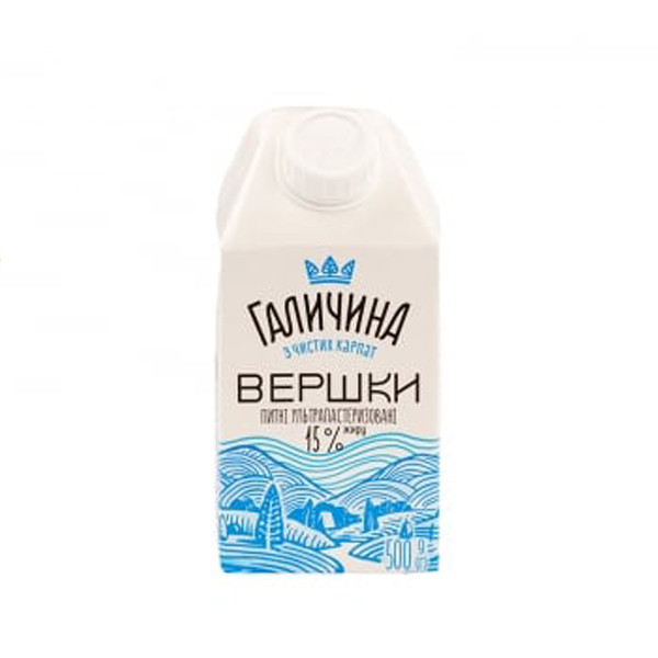 Вершки 15% Галичина 500г