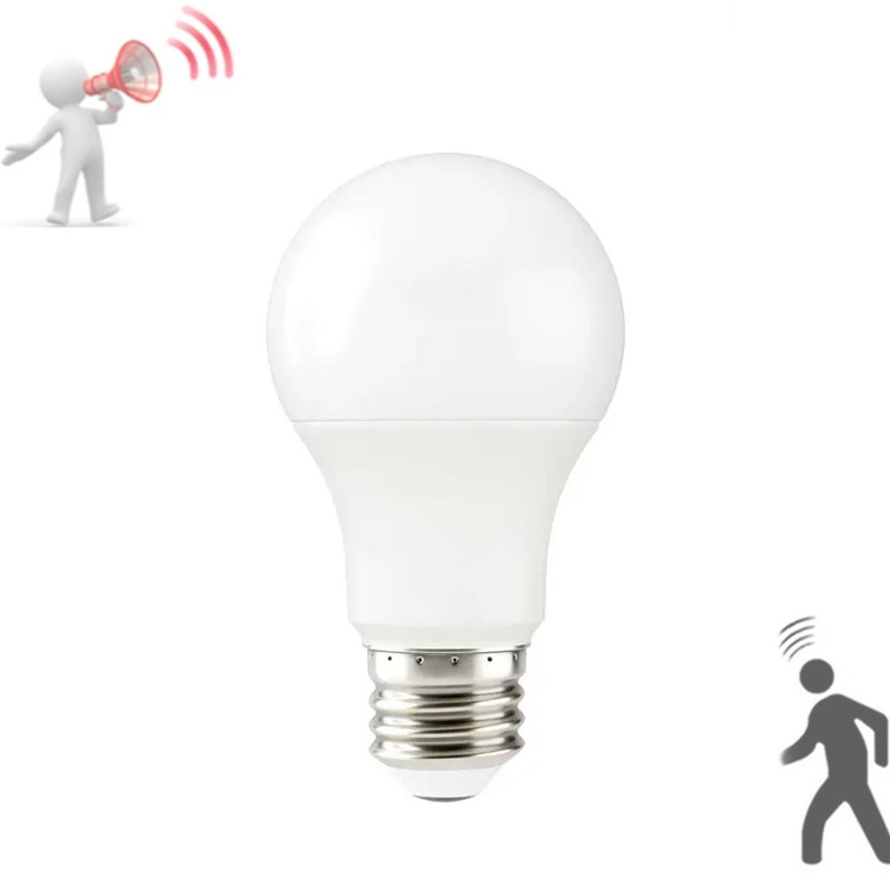 Лампа з датчиком звуку та освітленості E27 9Вт LED