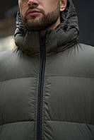 Мужская зимняя куртка силиконизированный пух цвет хаки Стильная теплая мужская зимняя куртка пух