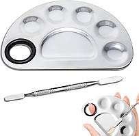 Палітра для змішування металева зі шпателем, професійна