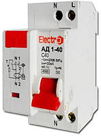 Дифференциальный автоматический выключатель АД1-40, 20А, 10мА, 1P+N, 4,5 kA ElectrO