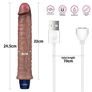 Мультишвидкісний вібратор Real Softee Rechargeable Silicone Vibrating Dildo 9.5, фото 4