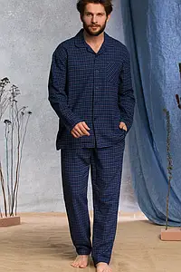 Фланелева піжама чоловіча KEY MNS 429 B22 на гудзиках, Чоловіча домашня одяг піжамні штани і сорочка