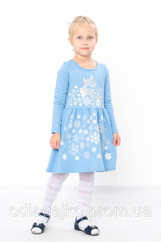 Новорічне блакитне \ червоне тепле плаття для дівчинки Сніжинка 104,110,116,122,128,134см