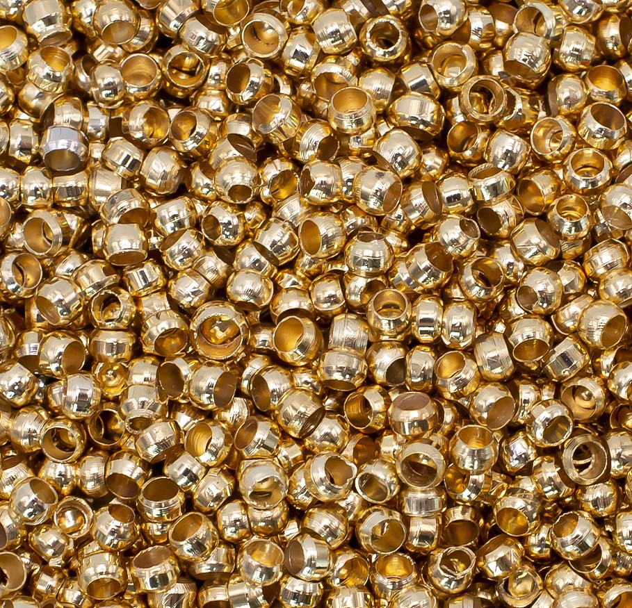 Крімпи стопери Beads stuff 3,5 мм внутр. 2,4 мм Золотистий +-100 шт.