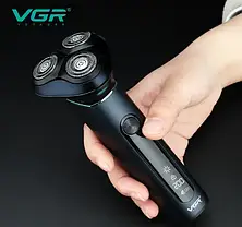 Чоловіча Бездротова Електробритва VGR V 310 для вологого і сухого гоління з 3-ма плаваючими головками IPX7, фото 4
