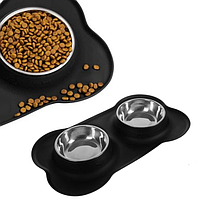 Подвійна силіконова миска на підставці Purlov 450ml миска для води для котів та собак