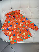 Куртка ветровка детская со смайлами Оранжевая 2504 38, Оранжевый, Унисекс, Весна Лето, 130 см, 6 лет