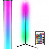 Кутовий світлодіодний RGB торшер підлоговий збірний 150см LED лампа з пультом і регулюванням яскравості, фото 5