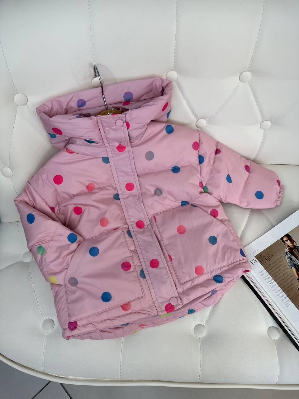 Демі куртка на дівчинку в кольорові кульки Рожева 26721 154, Розовый, Для девочек, Весна Осень, 100 , 2 года