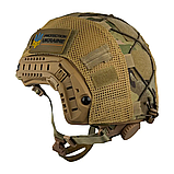 Кевларовий балістичний шолом Fast Helmet NIJ IIIA (Койот) + Кавер (Мультикам) розмір S, фото 4