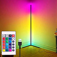 Світлодіодний кутовий RGB торшер підлоговий LED світильник збірної з пультом та регулюванням яскравості 150см