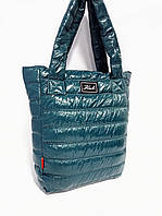 Модна сумка жіноча болоньєва лакова 40*37см зелена (5-0152)
