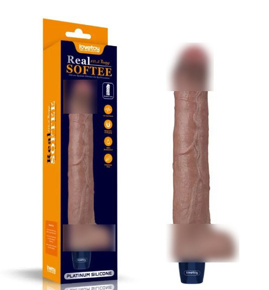 Мультишвидкісний вібратор Real Softee Rechargeable Silicone Vibrating Dildo 10.5, фото 1