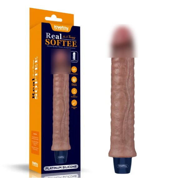 Мультишвидкісний вібратор Real Softee Rechargeable Silicone Vibrating Dildo 9.5, фото 1