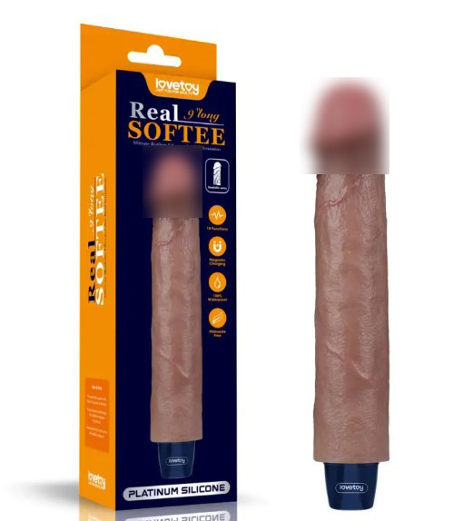 Мультишвидкісний вібратор Real Softee Rechargeable Silicone Vibrating Dildo 9.0, фото 1