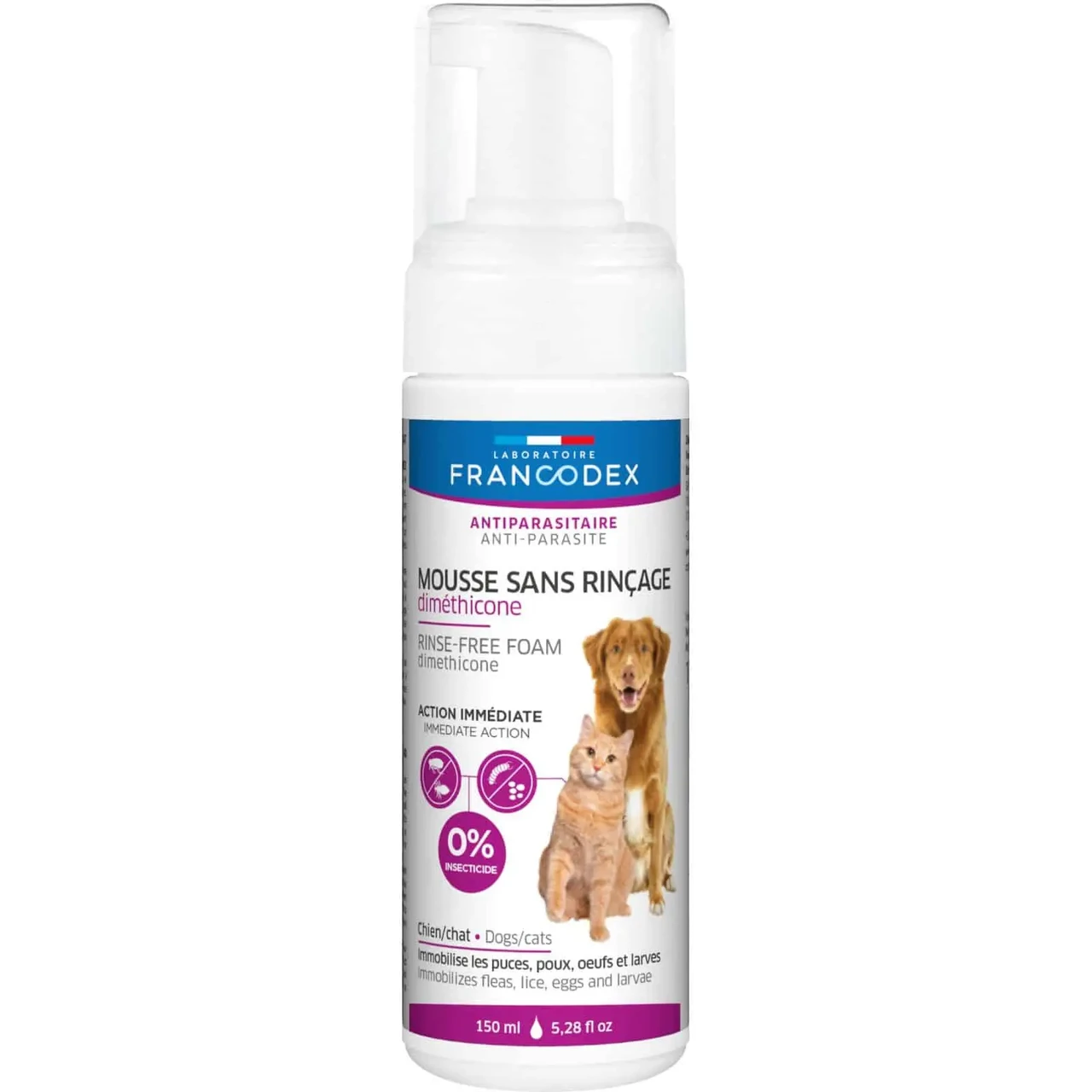 Піна від бліх для котів та собак Laboratoire Francodex Rinse-free Dimethicone Foam 150 мл
