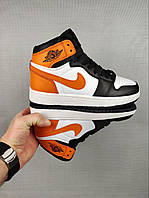 Кроссовки женские подростковые Nike Air Jordan 1 Black&Orange(наик кросивки )