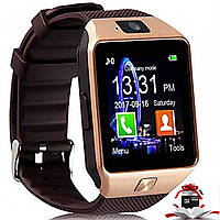 DZ09 умные часы с пульсометром, Смарт часы Uwatch Smart Watch DZ09 + карта памяти 16Гб золотые IND