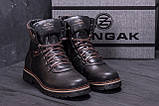 Зимові чоловічі черевики на хутрі з високою підошвою, Високі класичні шкіряні черевики на блискавці повсякденні *ZG 139 черн бот*, фото 3