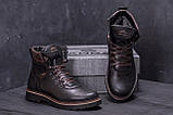 Зимові чоловічі черевики на хутрі з високою підошвою, Високі класичні шкіряні черевики на блискавці повсякденні *ZG 139 черн бот*, фото 4