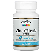 21st Century, Zinc Citrate, Цитрат цинка, 50 мг, 60 таблеток