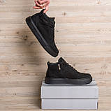 Зимові чоловічі кросівки з нубуку для зими, Утеплені низькі нубукові кросівки на хутрі чорного кольору *ZG 0703 чн мех*, фото 3