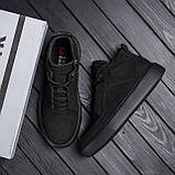 Зимові чоловічі кросівки з нубуку для зими, Утеплені низькі нубукові кросівки на хутрі чорного кольору *ZG 0703 чн мех*, фото 7