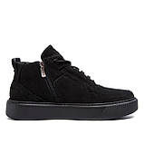 Зимові чоловічі кросівки з нубуку для зими, Утеплені низькі нубукові кросівки на хутрі чорного кольору *ZG 0703 чн мех*, фото 8