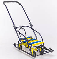 Дитячі санки Мандрівник на коліщатках (висувні) трансформер із ручкою штовхачем складані Мрія Патріот