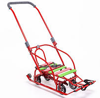 Дитячі санки Мандрівник на коліщатках (висувні) трансформер із ручкою штовхачем складані Мрія Патріот