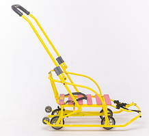 Дитячі санки Мандрівник на коліщатках (висувні) трансформер із ручкою штовхачем складані Мрія Патріот