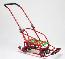 Дитячі санки Мандрівник на коліщатках (висувні) трансформер із ручкою штовхачем складані Мрія Патріот