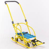 Дитячі санки Мандрівник на коліщатках (висувні) трансформер із ручкою штовхачем складані Мрія Патріот