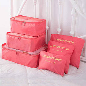 Набір дорожніх органайзерів Laundry Travel Pouch 6 шт персиковий YU227, фото 3
