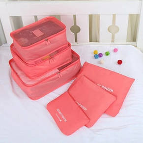 Набір дорожніх органайзерів Laundry Travel Pouch 6 шт персиковий YU227, фото 4