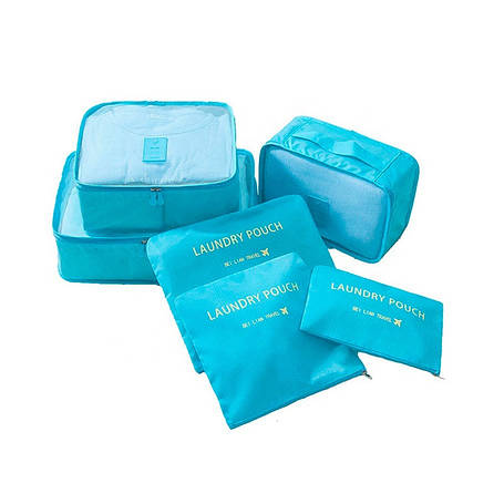 Набір дорожніх органайзерів Laundry Travel Pouch 6 шт блакитний YU227, фото 1